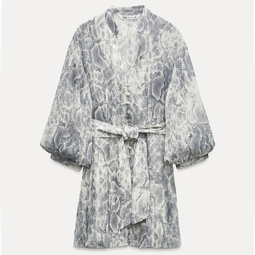 Zara Metallic thread Animal Print Dress